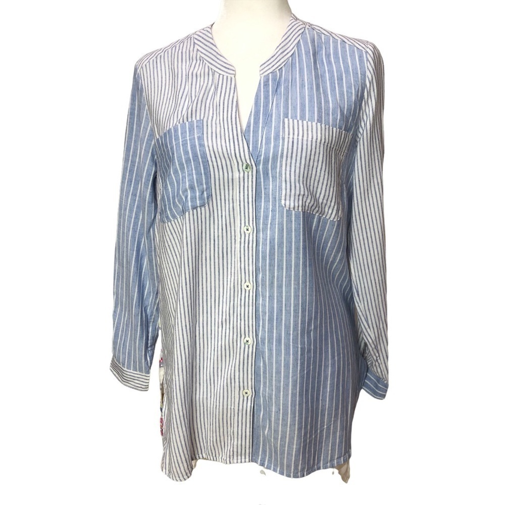 Nic + Zoe Bohemian Tunic linen Fringe blend size Small Festival Artsy Oversized - Picture 3 of 9